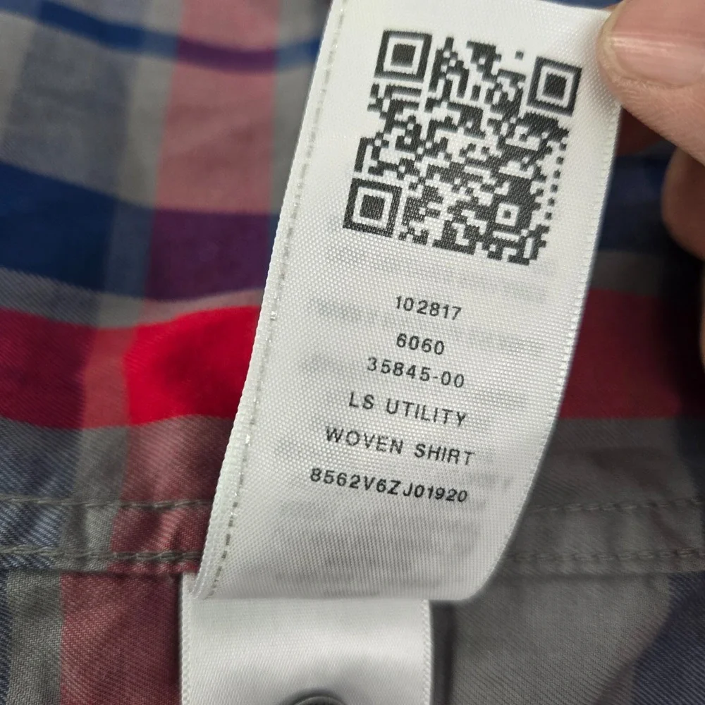True Religion Men Button Up Shirt Large Red Plaid LS Utility READ
